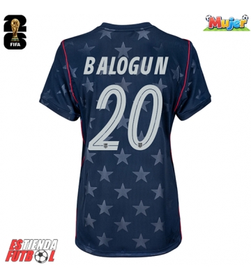 Estados Unidos Folarin Balogun #20 Segunda Equipación Mujer Mundial 2026 Manga Corta